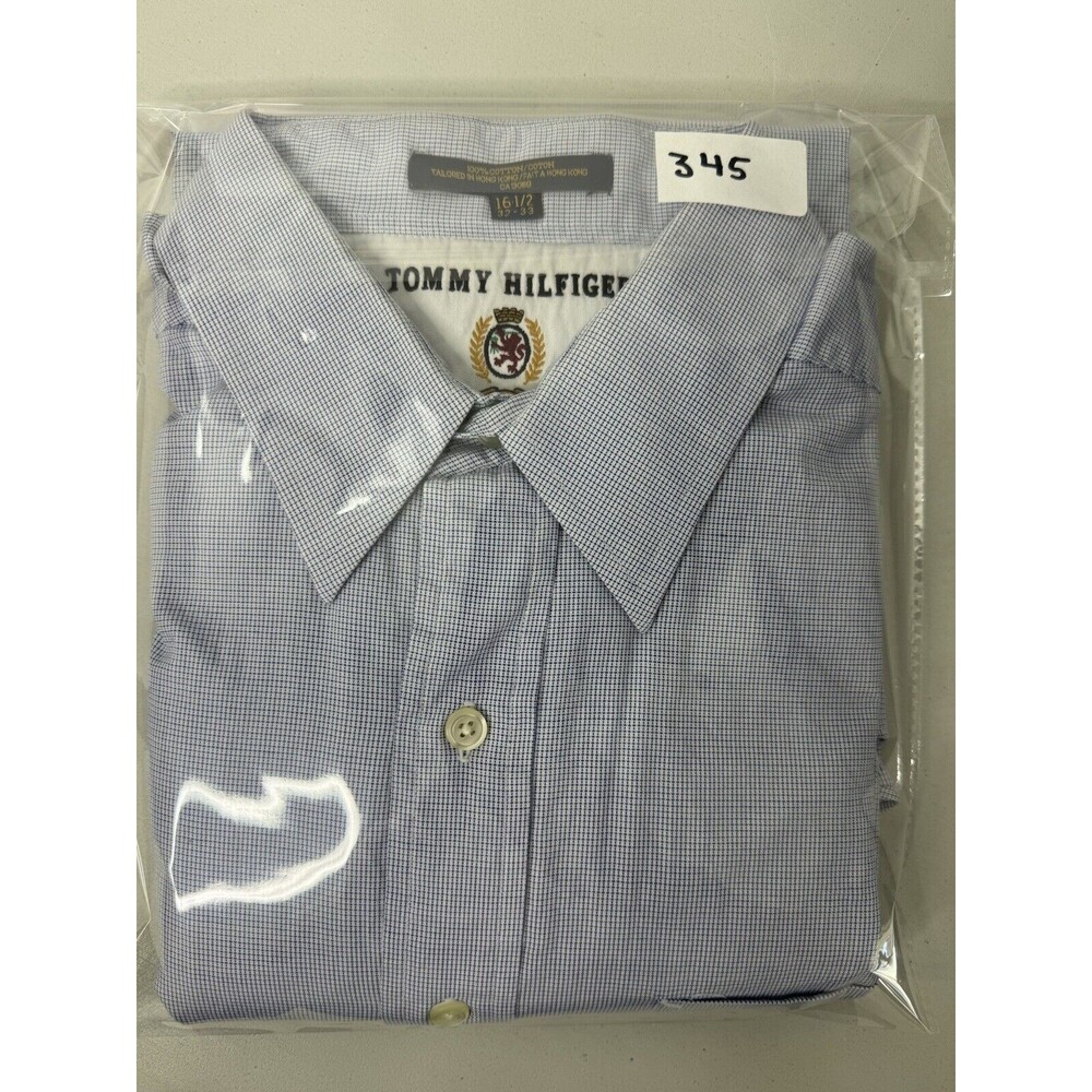 Vintage Tommy Hilfiger Blue White Button Long Sleeve Dress Shirt Mens 16.5/32-33 - Picture 13 of 13